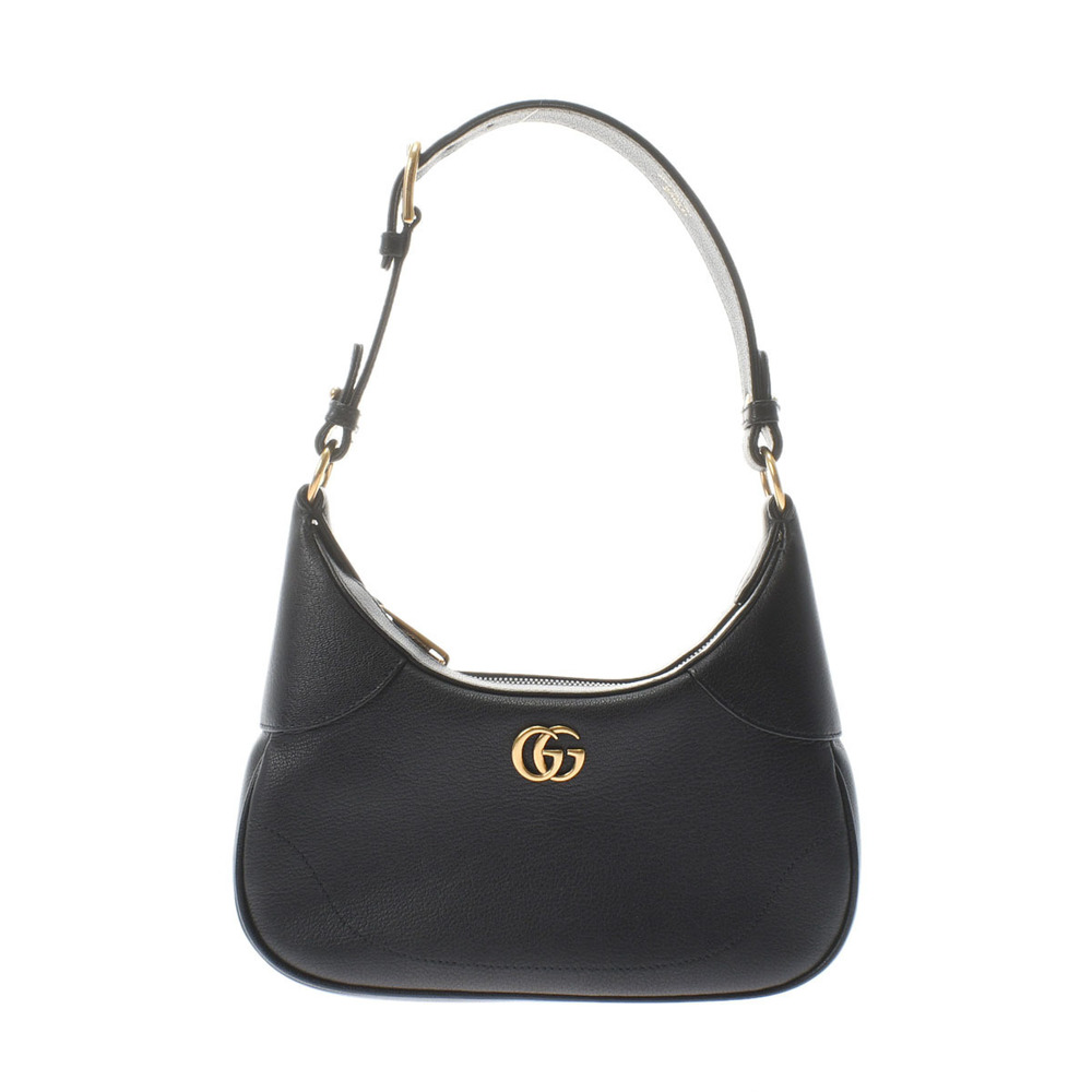 Gucci GG Aphrodite Small Black Gold Hardware Soft Leather Shoulder Bag